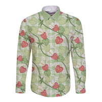 Anthurium Pikake Ti Leaf Palaka Long Sleeve Button Shirt Green Version