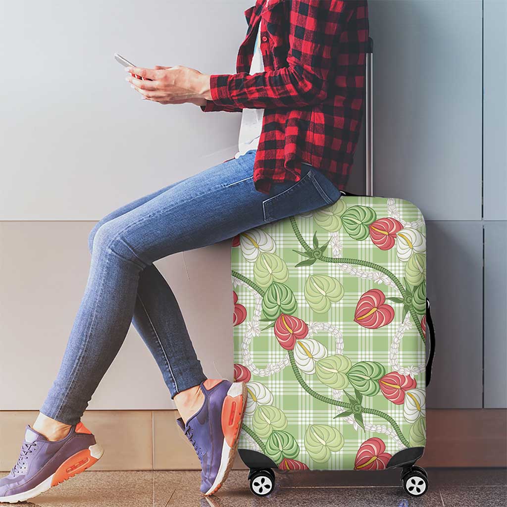 Anthurium Pikake Ti Leaf Palaka Luggage Cover Green Version