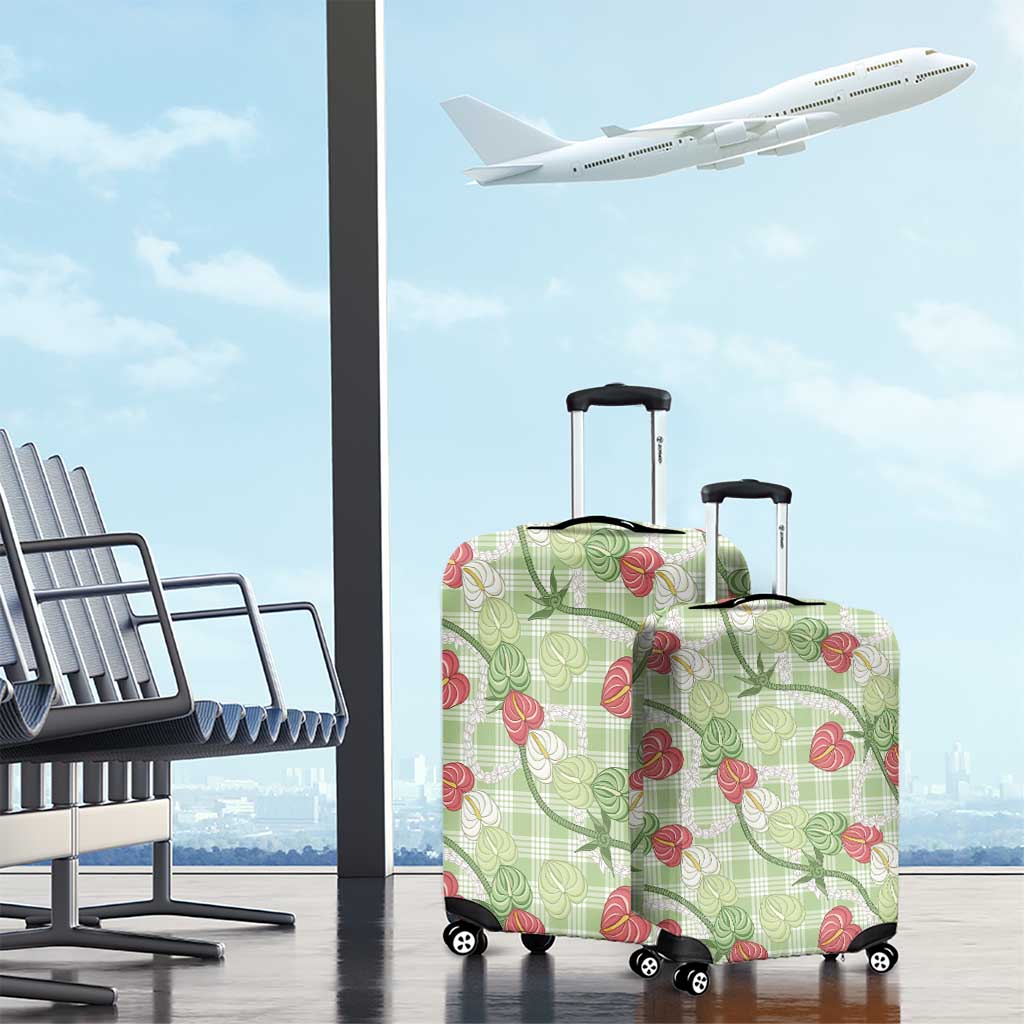 Anthurium Pikake Ti Leaf Palaka Luggage Cover Green Version