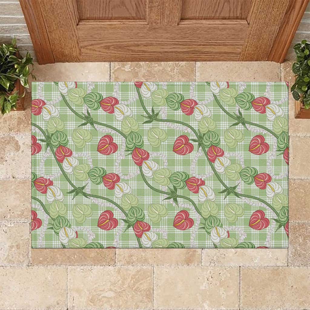 Anthurium Pikake Ti Leaf Palaka Rubber Doormat Green Version