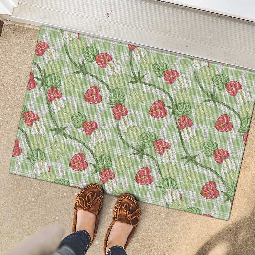 Anthurium Pikake Ti Leaf Palaka Rubber Doormat Green Version