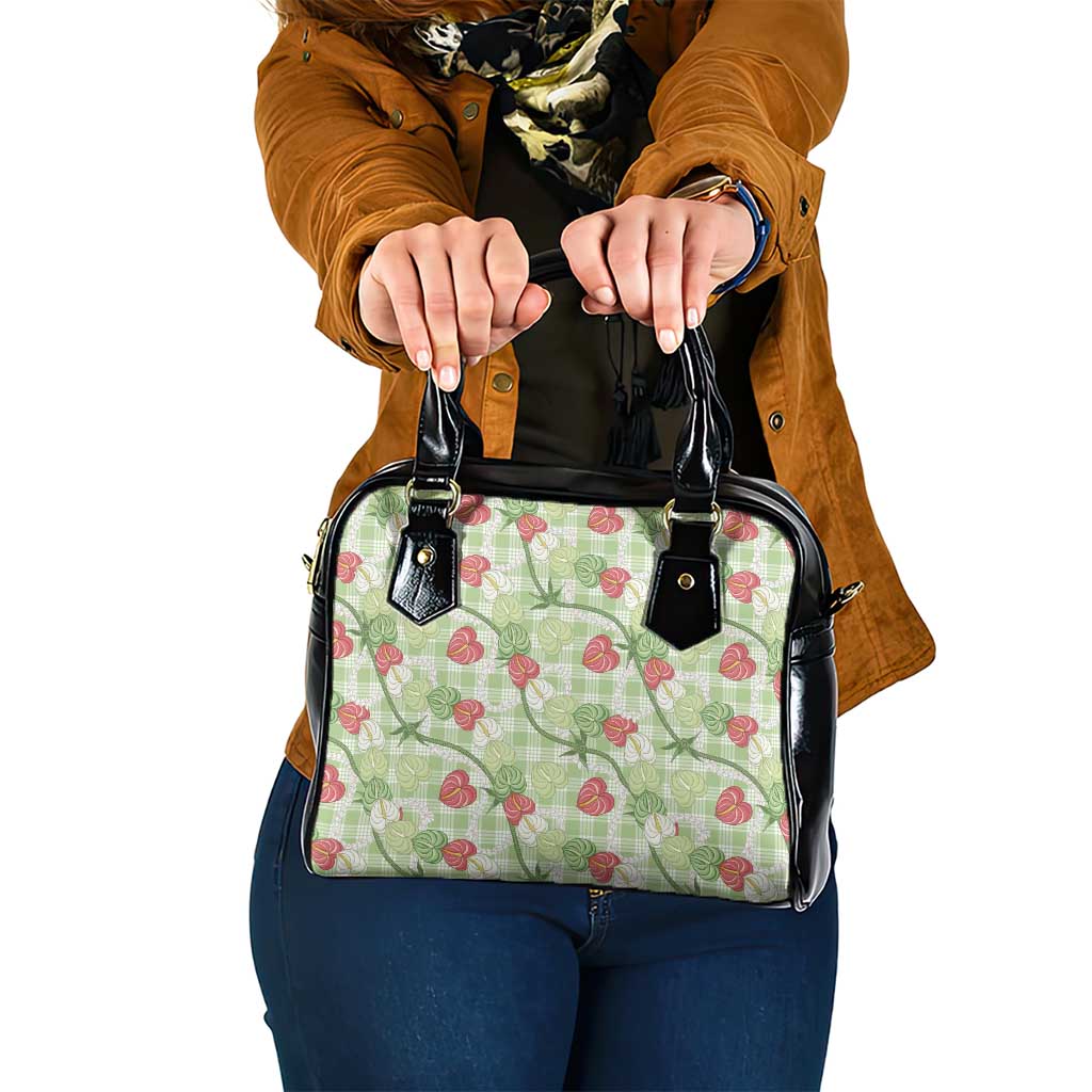 Anthurium Pikake Ti Leaf Palaka Shoulder Handbag Green Version