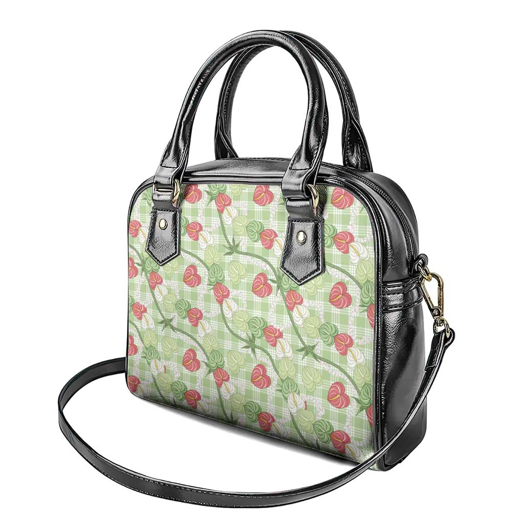 Anthurium Pikake Ti Leaf Palaka Shoulder Handbag Green Version