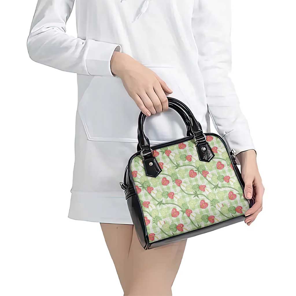 Anthurium Pikake Ti Leaf Palaka Shoulder Handbag Green Version