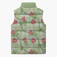 Anthurium Pikake Ti Leaf Palaka Sleeveless Puffer Jacket Green Version