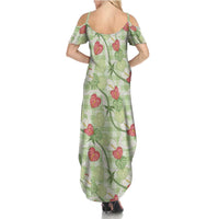 Anthurium Pikake Ti Leaf Palaka Summer Maxi Dress Green Version