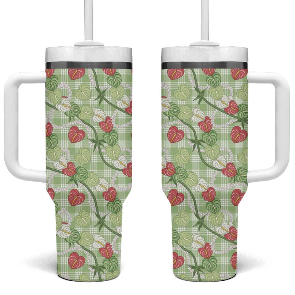 Anthurium Pikake Ti Leaf Palaka Tumbler With Handle Green Version