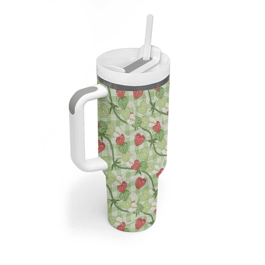 Anthurium Pikake Ti Leaf Palaka Tumbler With Handle Green Version