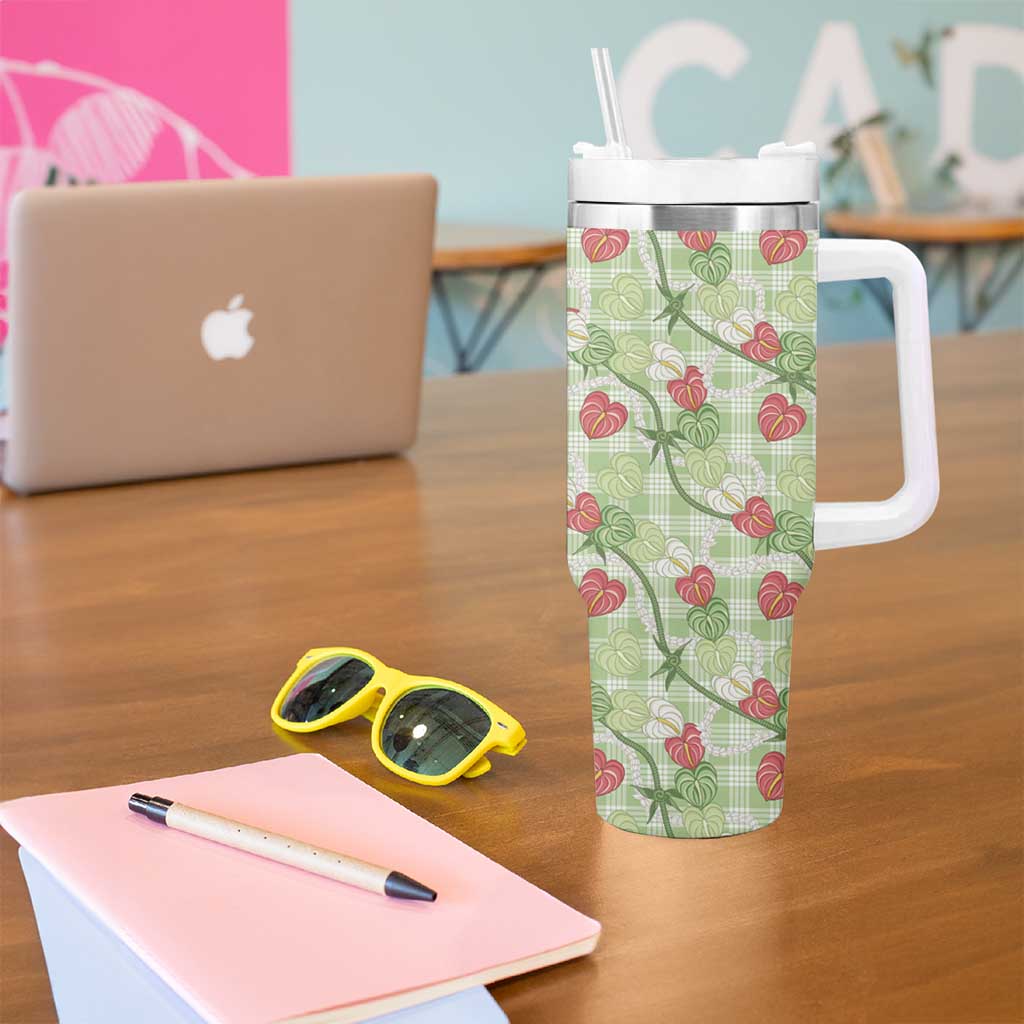 Anthurium Pikake Ti Leaf Palaka Tumbler With Handle Green Version