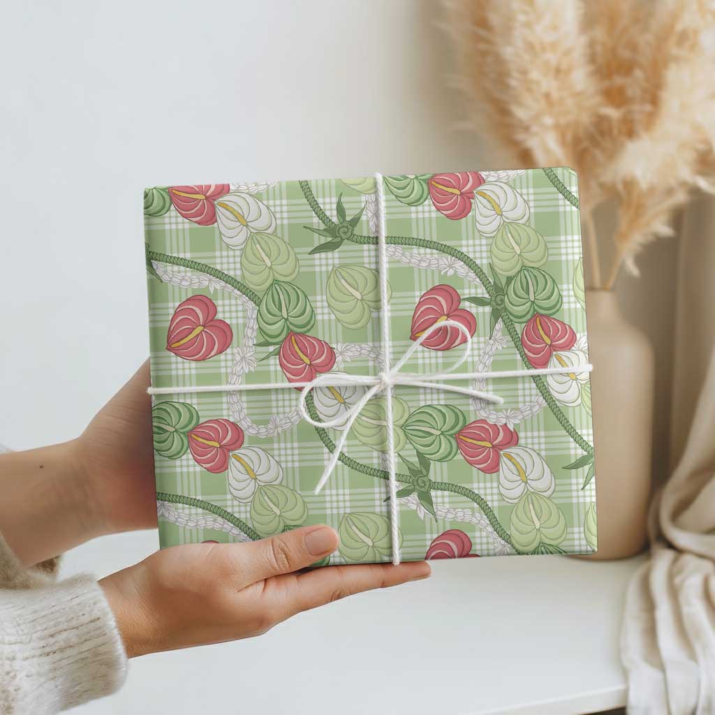 Anthurium Pikake Ti Leaf Palaka Wrapping Paper Green Version