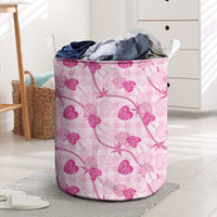 Anthurium Pikake Ti Leaf Palaka Laundry Basket Pink Version