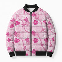 Anthurium Pikake Ti Leaf Palaka Bomber Puffer Jacket Pink Version