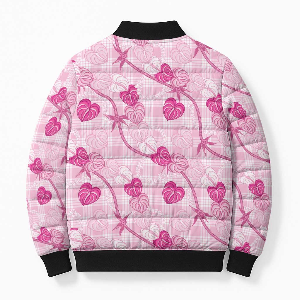 Anthurium Pikake Ti Leaf Palaka Bomber Puffer Jacket Pink Version