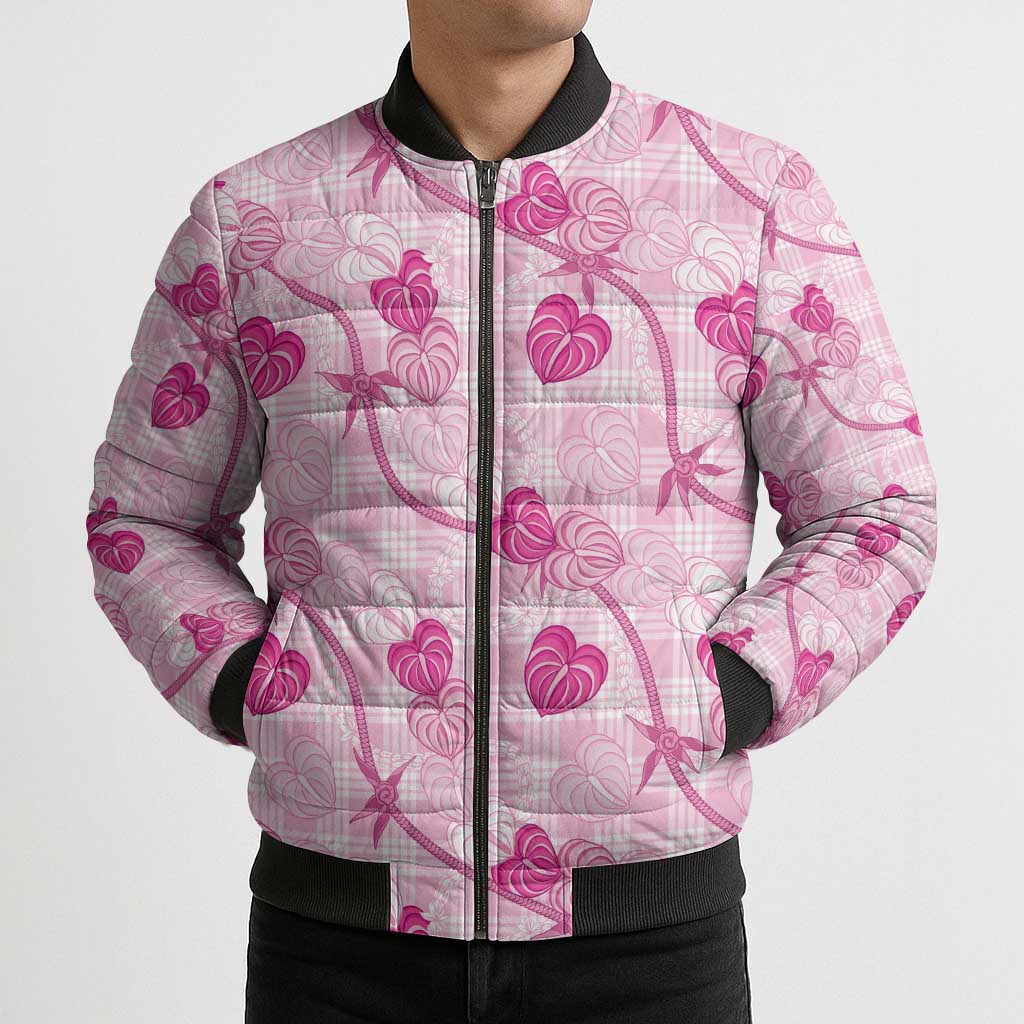 Anthurium Pikake Ti Leaf Palaka Bomber Puffer Jacket Pink Version