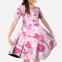Anthurium Pikake Ti Leaf Palaka Family Matching Off Shoulder Maxi Dress and Hawaiian Shirt Pink Version