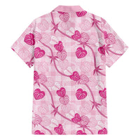 Anthurium Pikake Ti Leaf Palaka Family Matching Short Sleeve Bodycon Dress and Hawaiian Shirt Pink Version