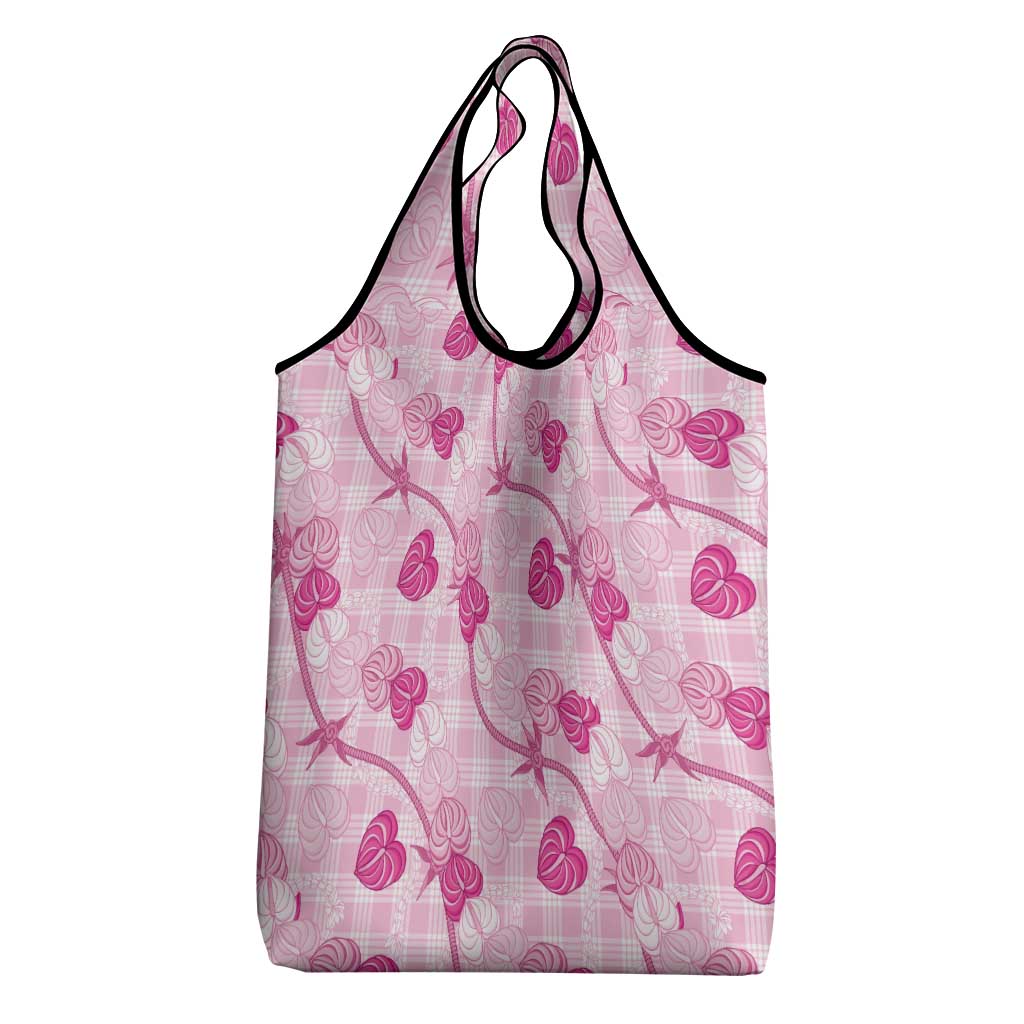 Anthurium Pikake Ti Leaf Palaka Grocery Bag Pink Version