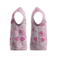 Anthurium Pikake Ti Leaf Palaka Christmas Knitted V-Neck Vest Pink Version LT01 - Polynesian Pride