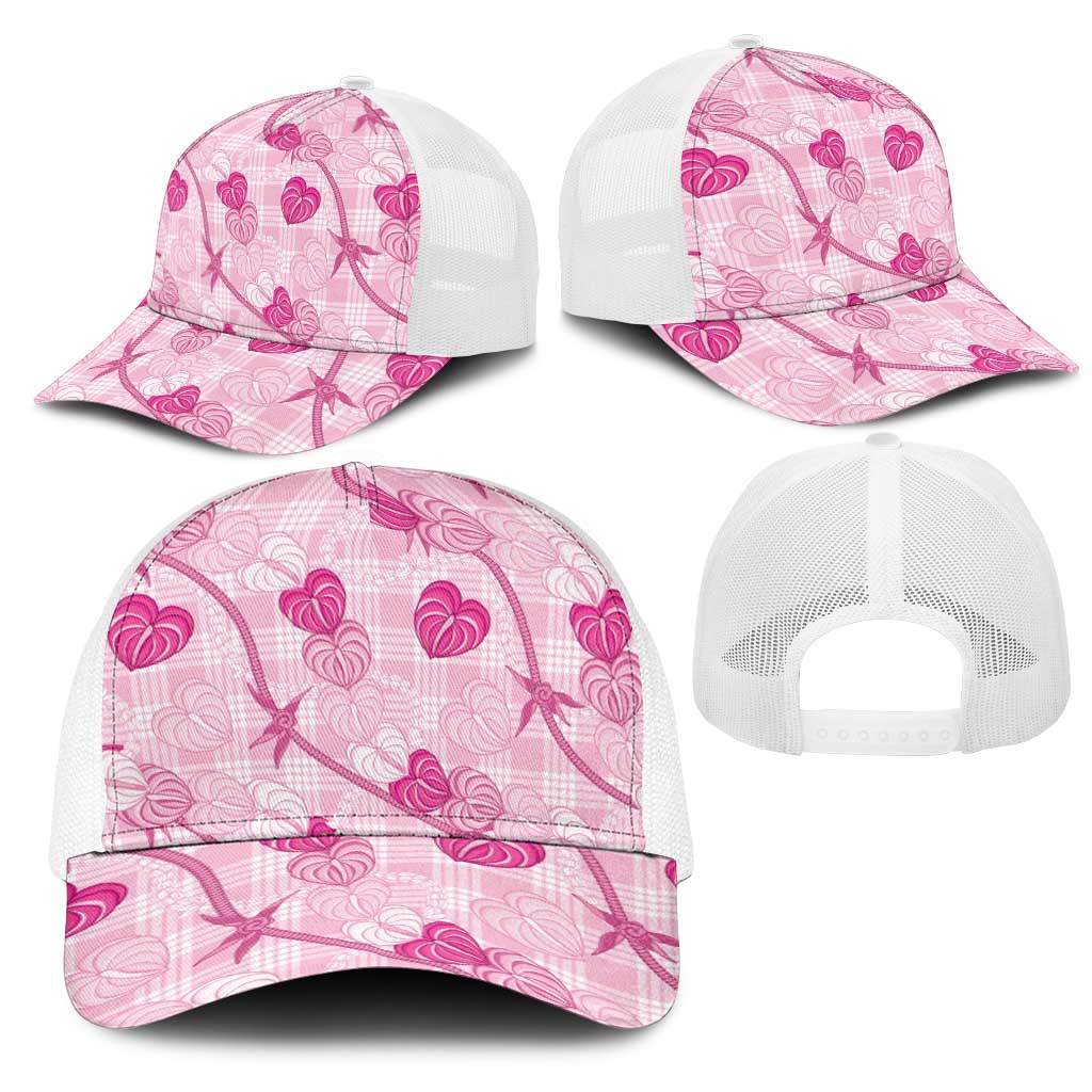 Anthurium Pikake Ti Leaf Palaka Mesh Trucker Cap Pink Version