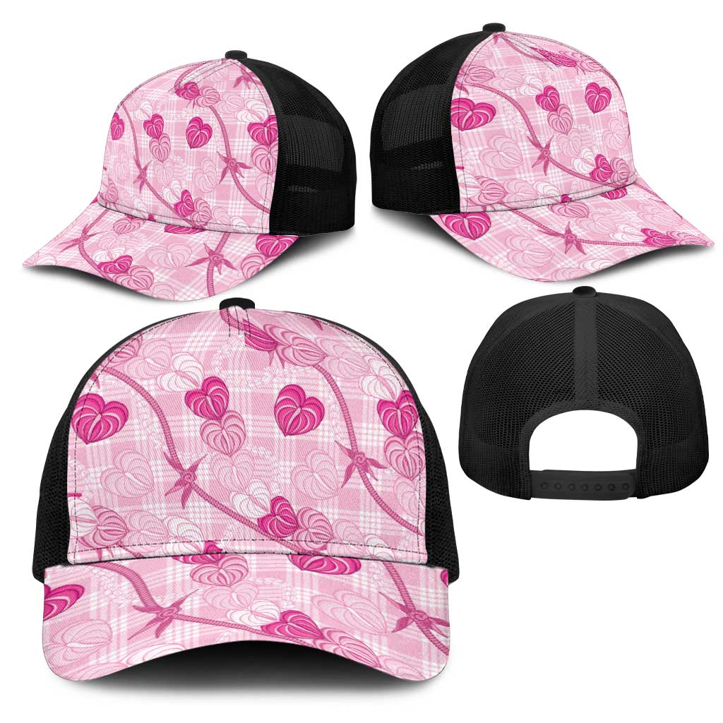 Anthurium Pikake Ti Leaf Palaka Mesh Trucker Cap Pink Version