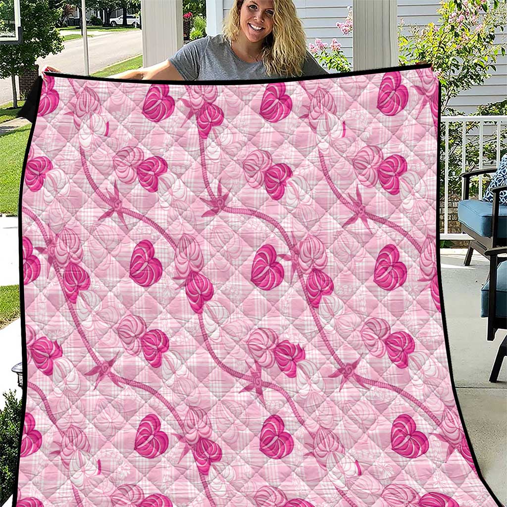 Anthurium Pikake Ti Leaf Palaka Quilt Pink Version