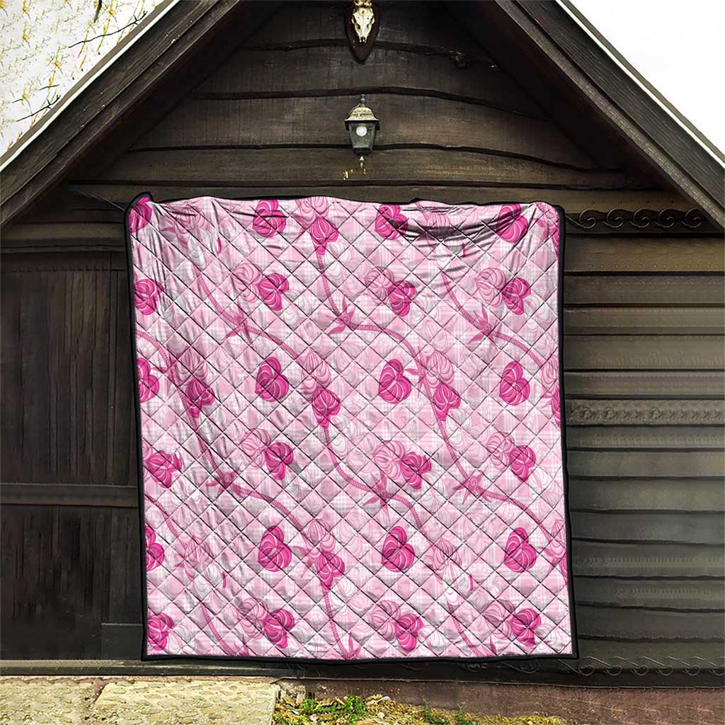 Anthurium Pikake Ti Leaf Palaka Quilt Pink Version