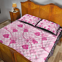 Anthurium Pikake Ti Leaf Palaka Quilt Bed Set Pink Version