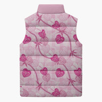 Anthurium Pikake Ti Leaf Palaka Sleeveless Puffer Jacket Pink Version