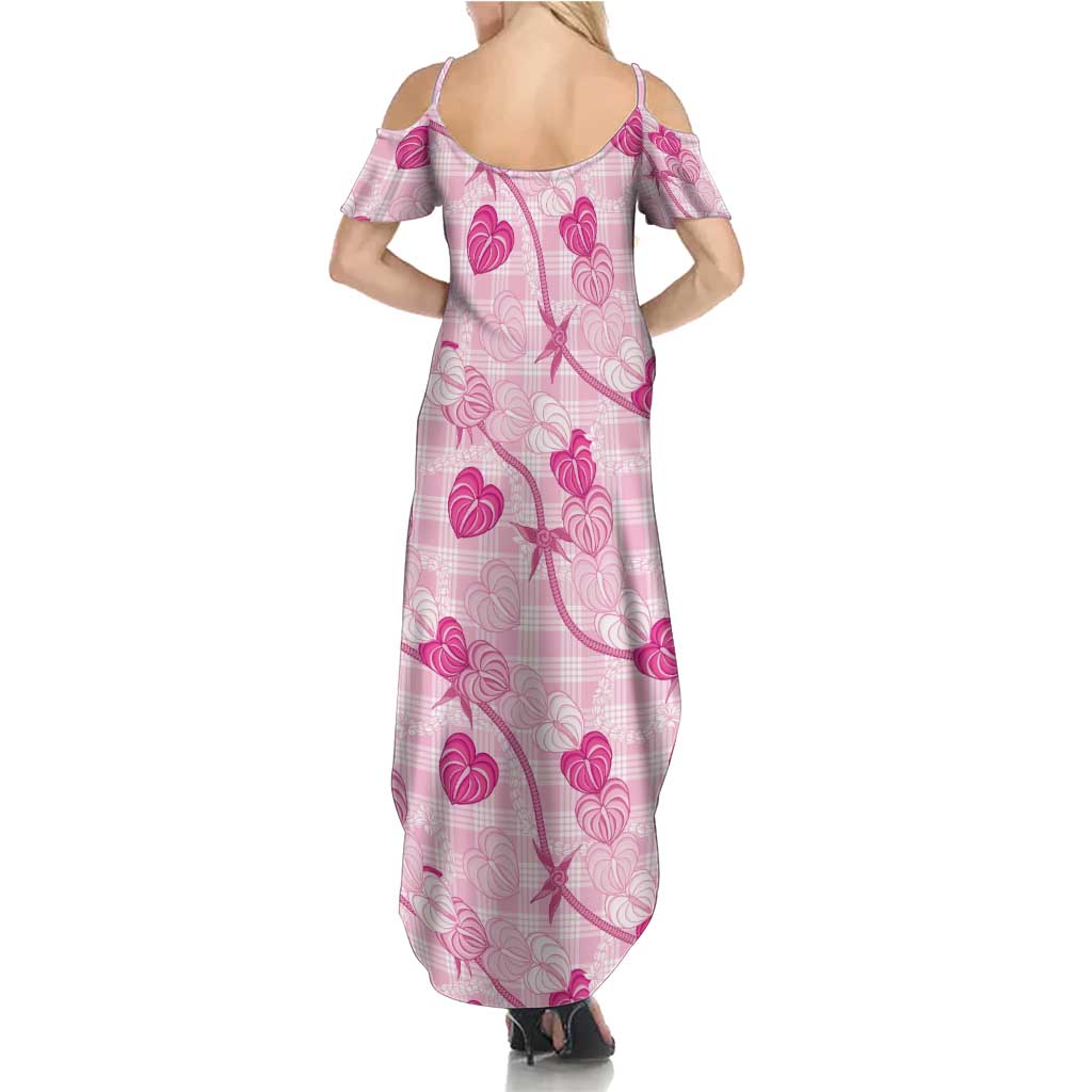 Anthurium Pikake Ti Leaf Palaka Summer Maxi Dress Pink Version