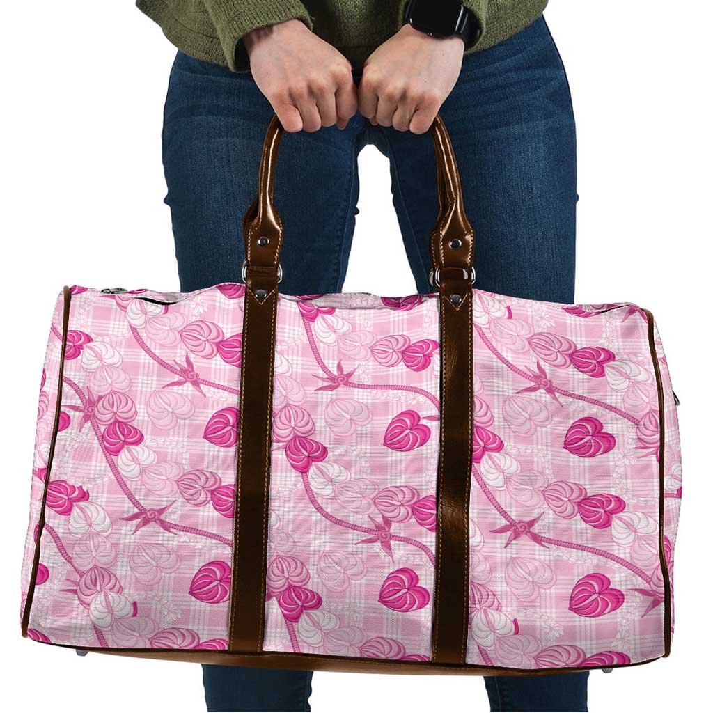 Anthurium Pikake Ti Leaf Palaka Travel Bag Pink Version LT01 Pink - Polynesian Pride