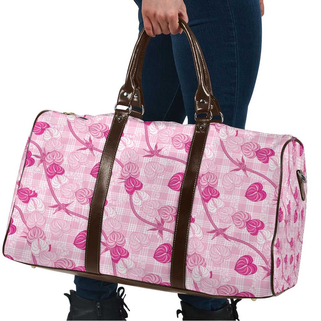 Anthurium Pikake Ti Leaf Palaka Travel Bag Pink Version