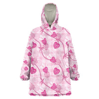 Anthurium Pikake Ti Leaf Palaka Wearable Blanket Hoodie Pink Version