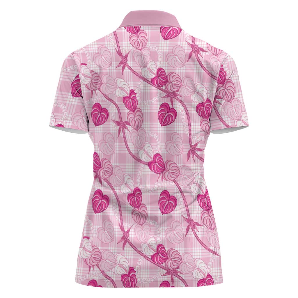 Anthurium Pikake Ti Leaf Palaka Women Polo Shirt Pink Version