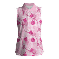 Anthurium Pikake Ti Leaf Palaka Women Sleeveless Polo Shirt Pink Version