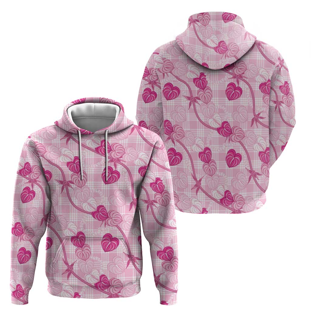 Anthurium Pikake Ti Leaf Palaka Zip Hoodie Pink Version