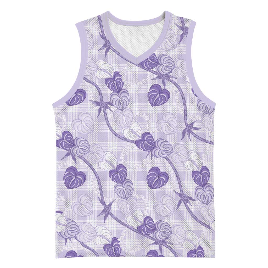Anthurium Pikake Ti Leaf Palaka Basketball Jersey Purple Version