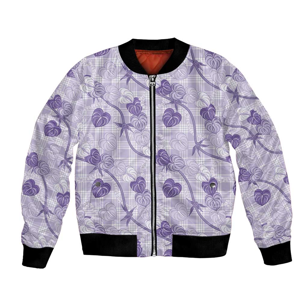 Anthurium Pikake Ti Leaf Palaka Bomber Jacket Purple Version