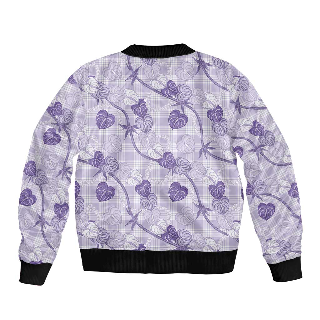 Anthurium Pikake Ti Leaf Palaka Bomber Jacket Purple Version
