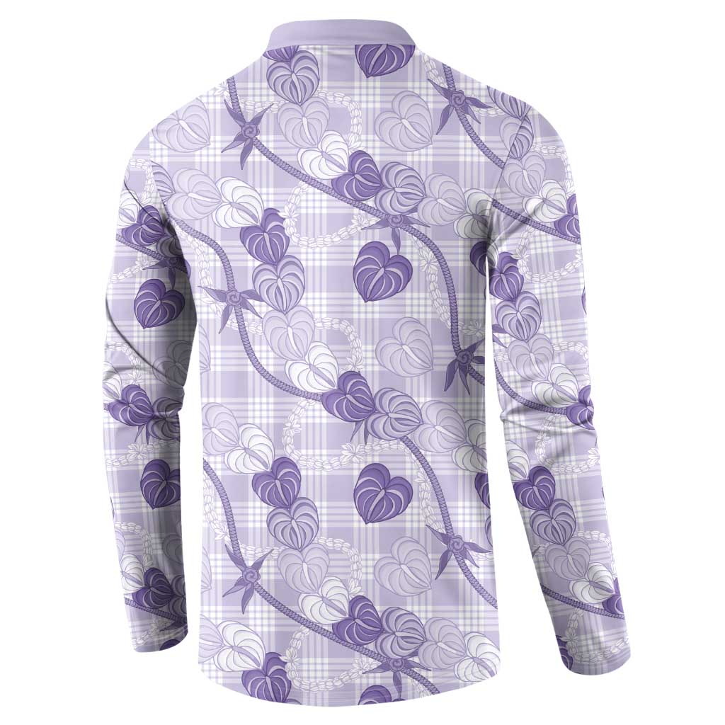 Anthurium Pikake Ti Leaf Palaka Button Sweatshirt Purple Version