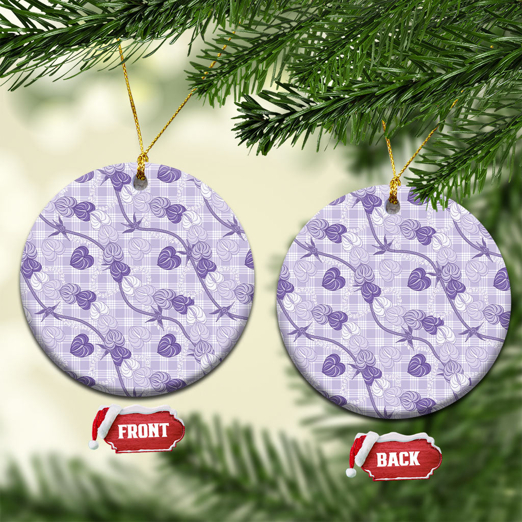 Anthurium Pikake Ti Leaf Palaka Ceramic Ornament Purple Version LT01 Circle Purple - Polynesian Pride