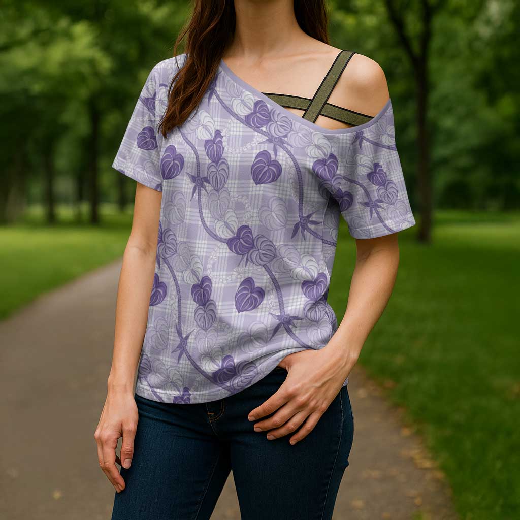 Anthurium Pikake Ti Leaf Palaka Cross Shoulder Shirt Purple Version