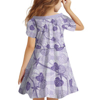 Anthurium Pikake Ti Leaf Palaka Family Matching Mermaid Dress and Hawaiian Shirt Purple Version