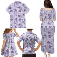 Anthurium Pikake Ti Leaf Palaka Family Matching Puletasi and Hawaiian Shirt Purple Version