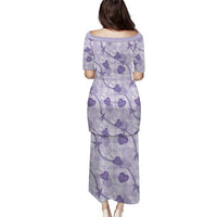 Anthurium Pikake Ti Leaf Palaka Family Matching Puletasi and Hawaiian Shirt Purple Version