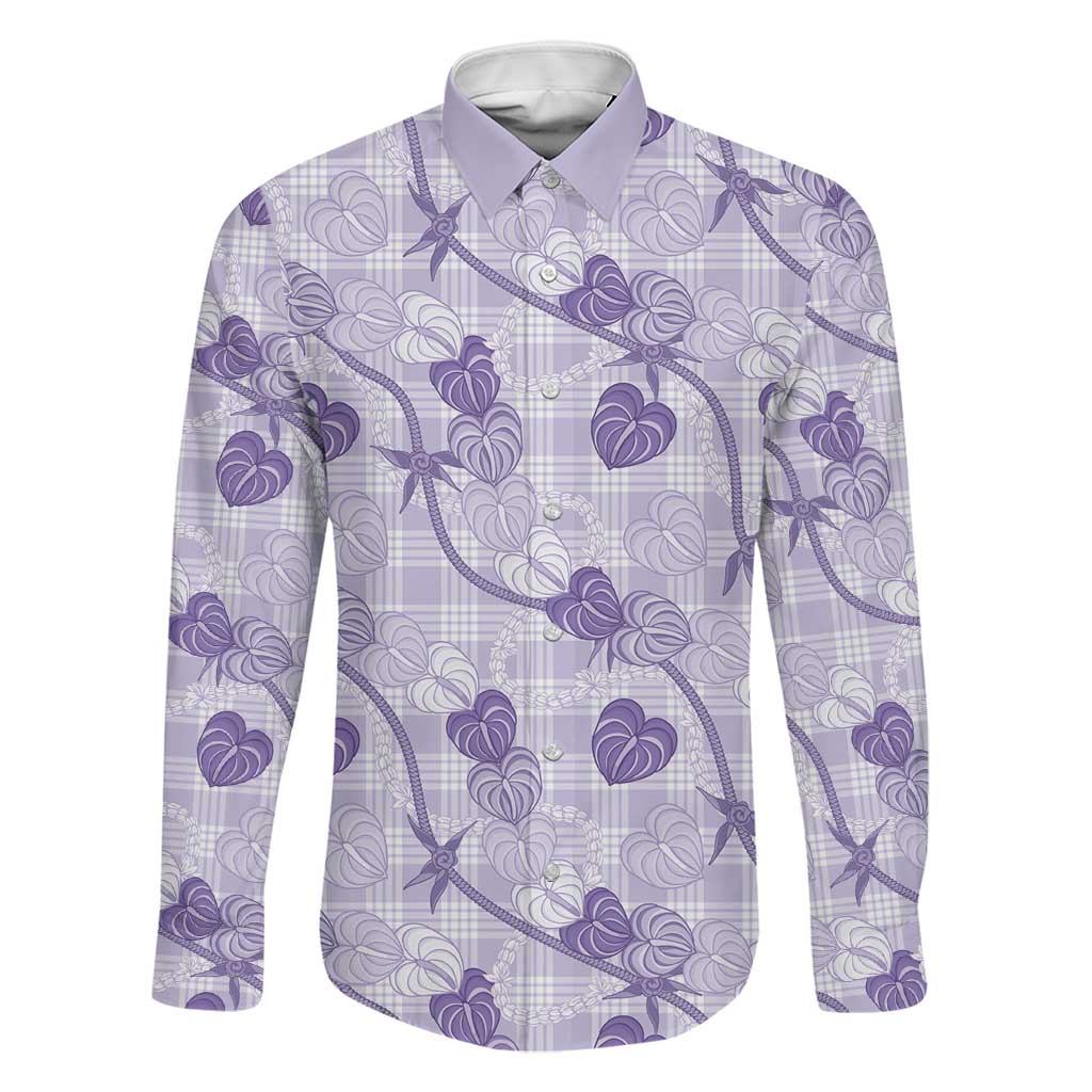 Anthurium Pikake Ti Leaf Palaka Family Matching Summer Maxi Dress and Hawaiian Shirt Purple Version