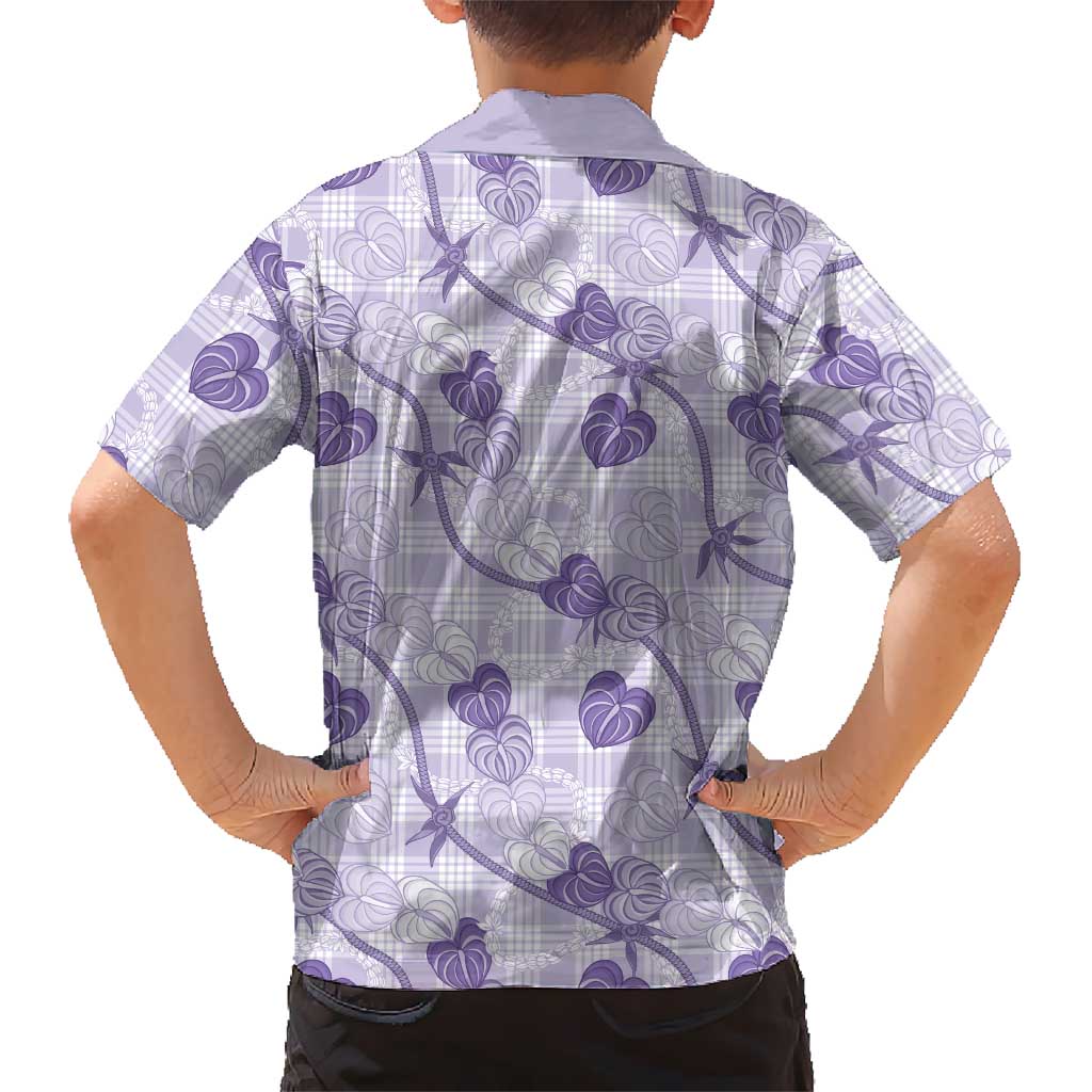 Anthurium Pikake Ti Leaf Palaka Family Matching Tank Maxi Dress and Hawaiian Shirt Purple Version