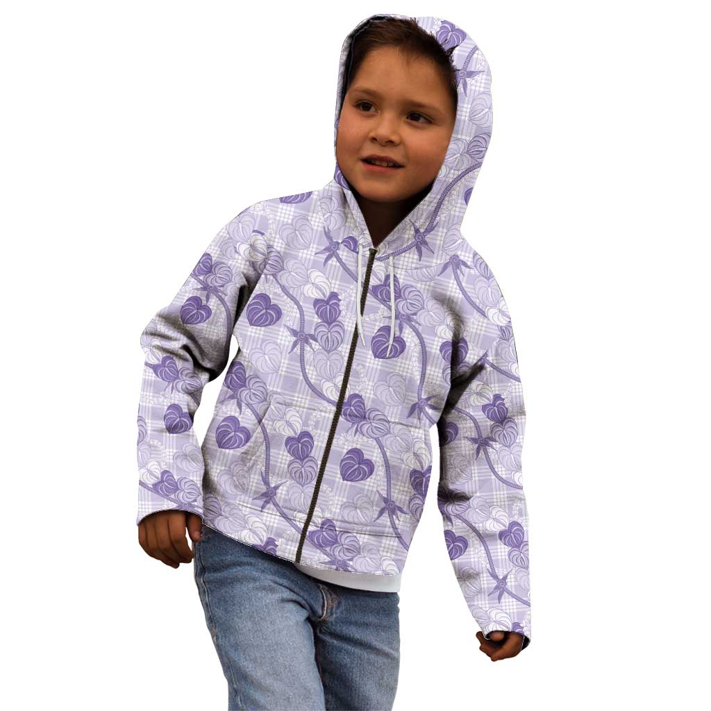 Anthurium Pikake Ti Leaf Palaka Kid Hoodie Purple Version