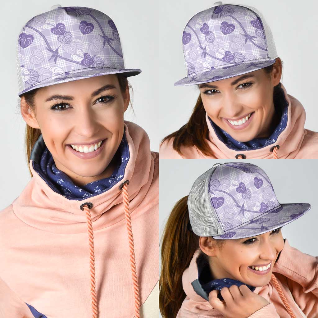Anthurium Pikake Ti Leaf Palaka Mesh Trucker Cap Purple Version