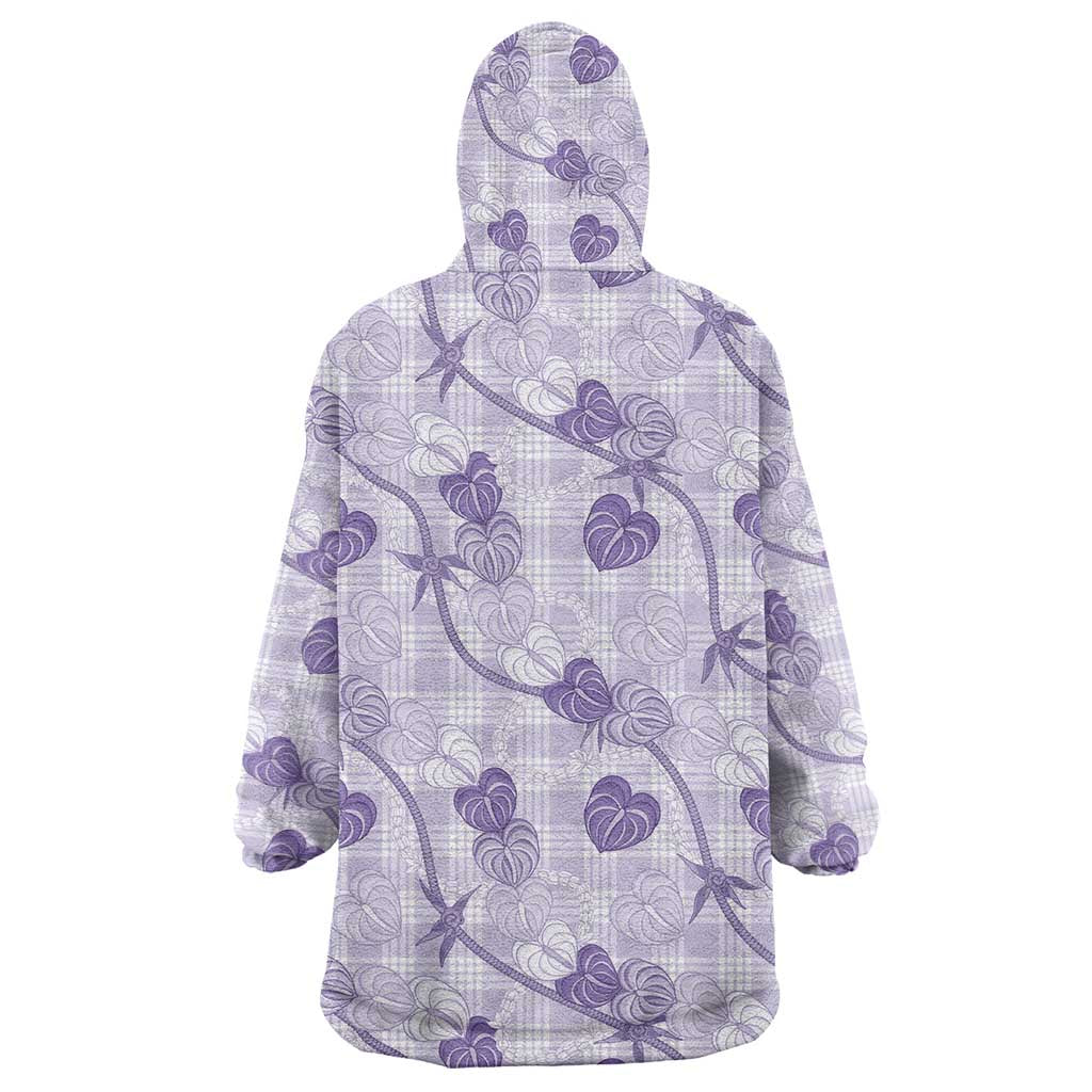 Anthurium Pikake Ti Leaf Palaka Wearable Blanket Hoodie Purple Version