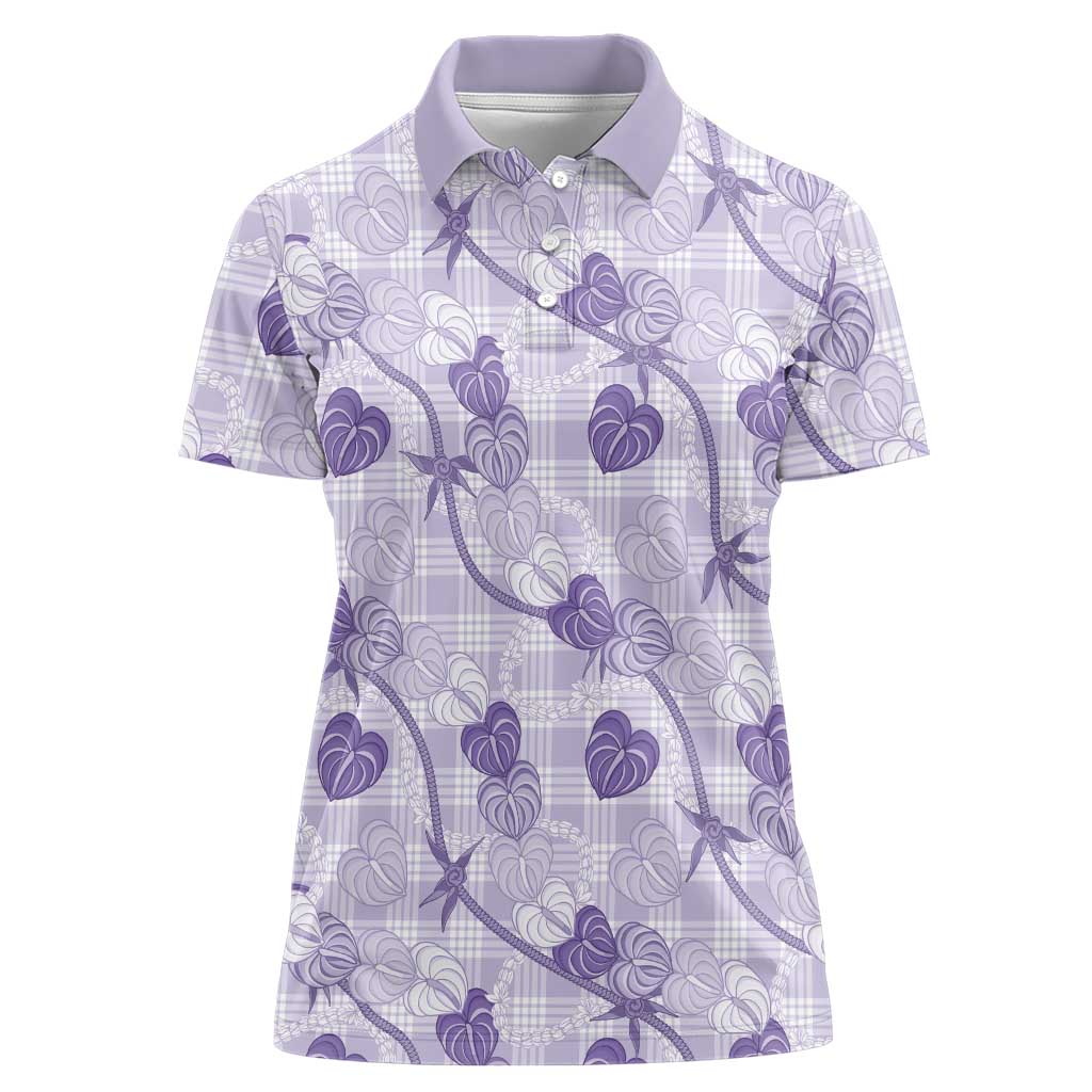 Anthurium Pikake Ti Leaf Palaka Women Polo Shirt Purple Version